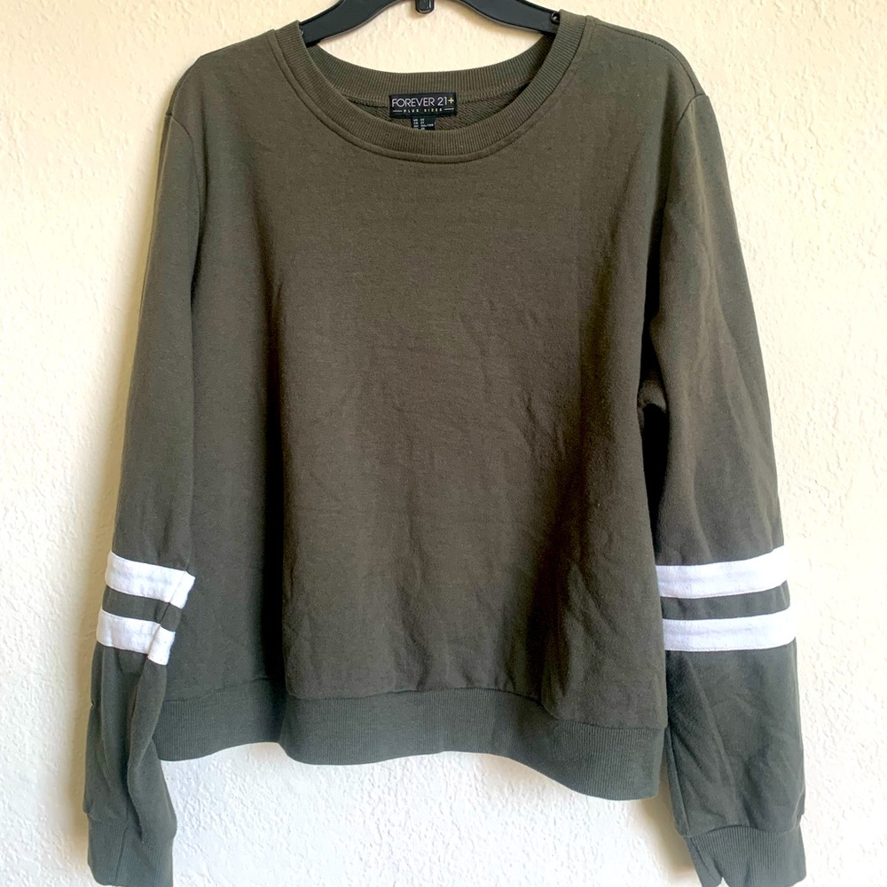 Army green crew neck sweater forever 21
